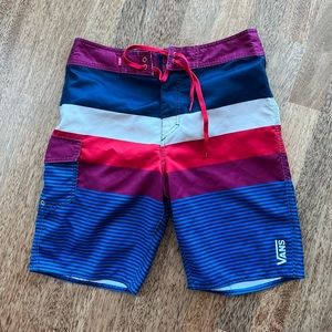 Vans Off The Wall Mens 30 Board Shorts Surf Swim Trunks Shorts Blue Striped